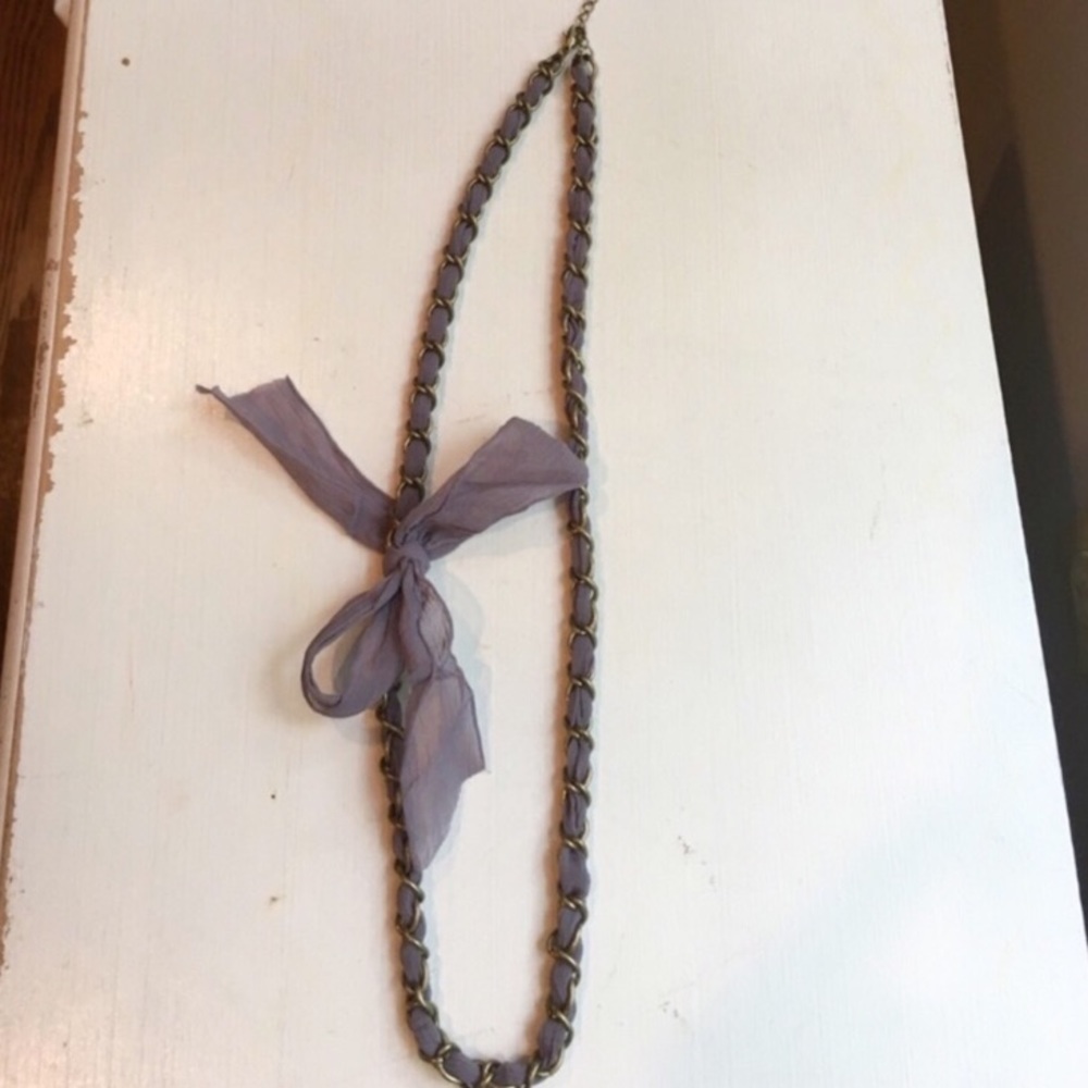 Chain and Ribbon Necklace - Picture 2 of 5